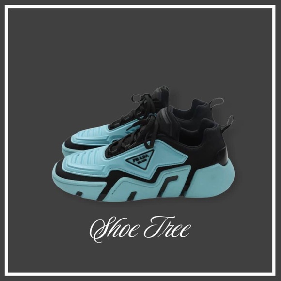 Prada Techno Knit Segment Low Top Women Size 9 Cool Blue - Picture 4 of 7